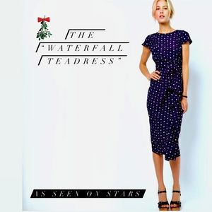 ASOS Midi Vintage Dress with Waterfall Skirt (Size 4). A dress with wow-factor!